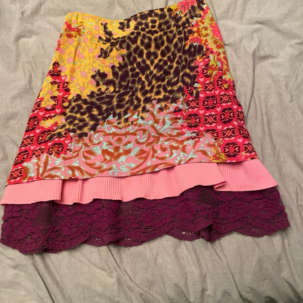 Christian Lacroix three-tier printed skirt